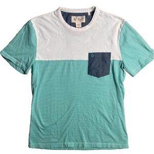 Original Penguin Men's T-Shirt White Green Blue With Pocket Size Medium